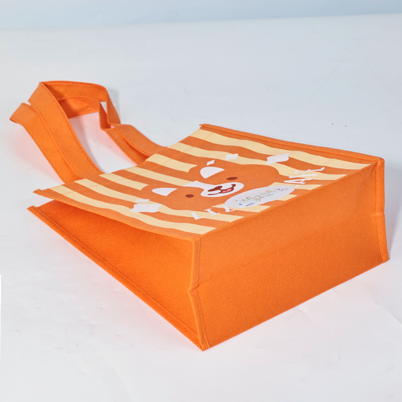 Orange full print non-woven tote bag