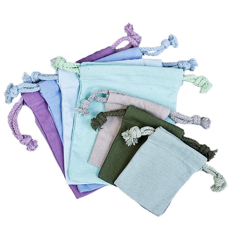 Blue drawstring cotton bag 10.23
