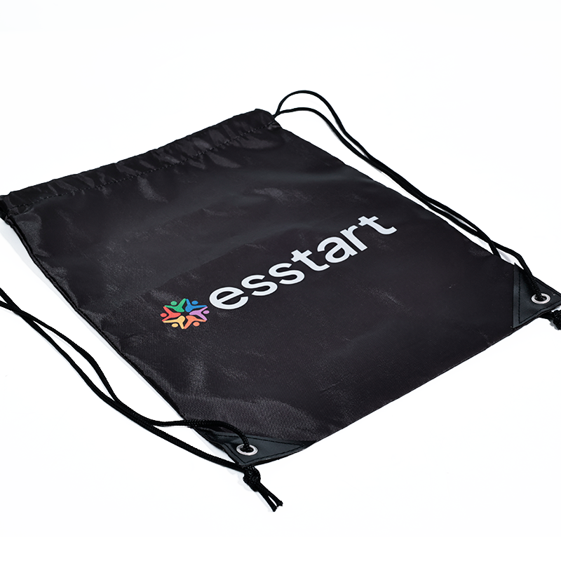 Black polyester drawstring backpack bag 1.13