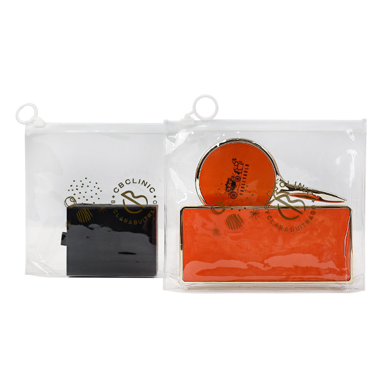 White pull ring transparent zipper bag
