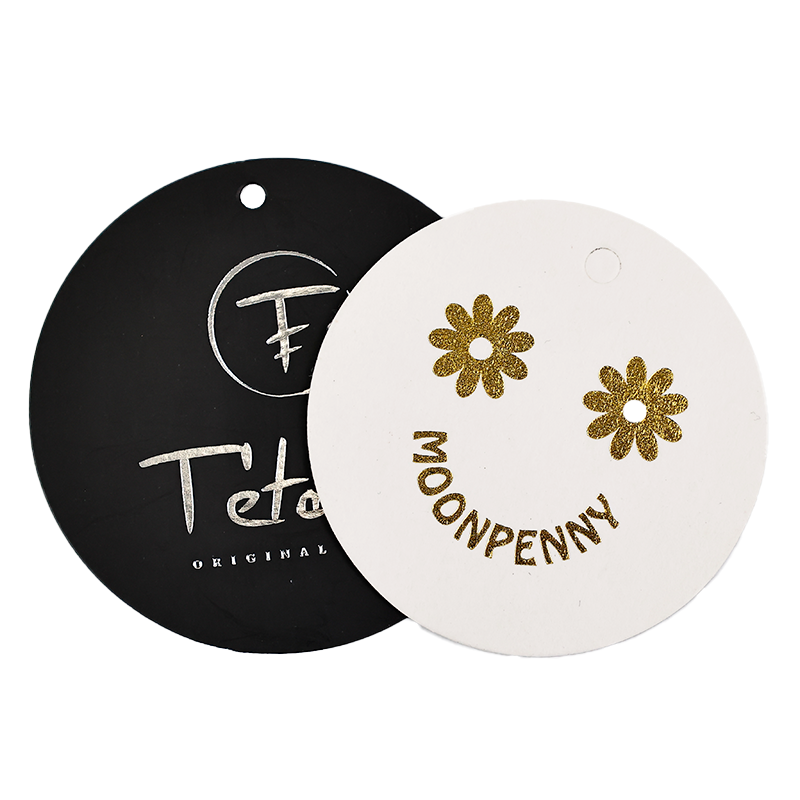 Round black and white hot stamping pattern hangtag 2.27