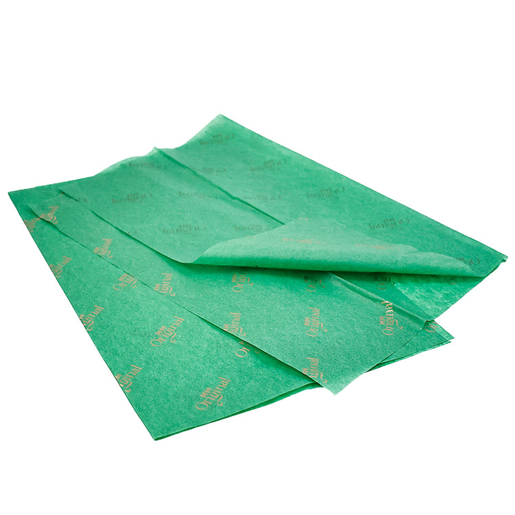 Green wrapping paper pattern with gold foil printing