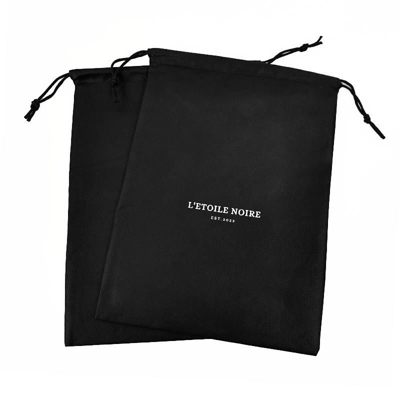 Black non-woven drawstring bag 7.18