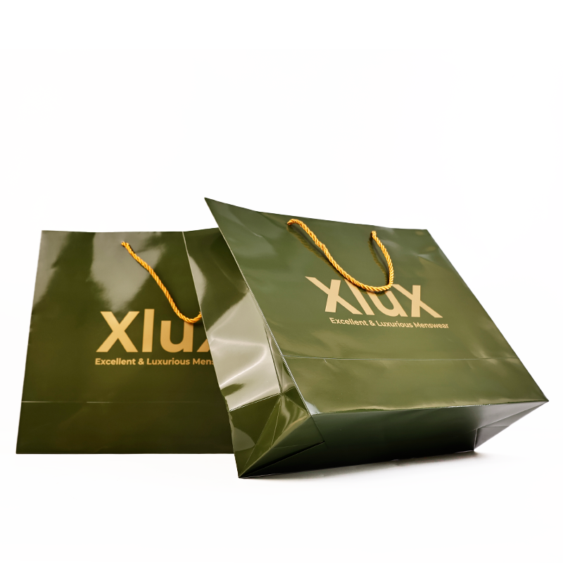 Green gold printed white card tote bag