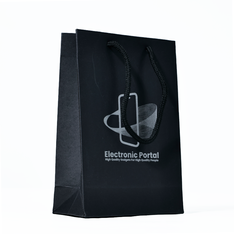 Black pattern silver printed paper bag