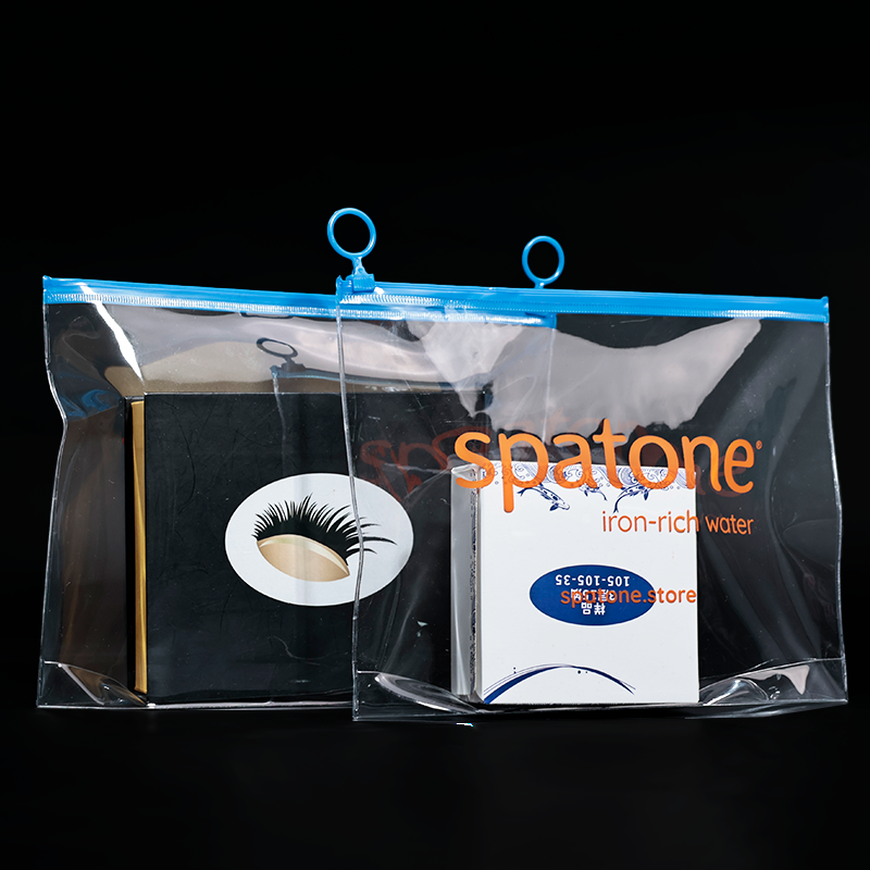 Blue transparent PVC zipper bag