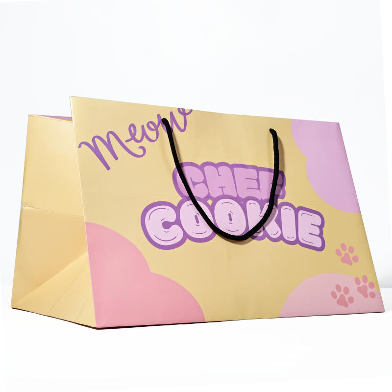 Cream yellow large size wide bottom tote bag