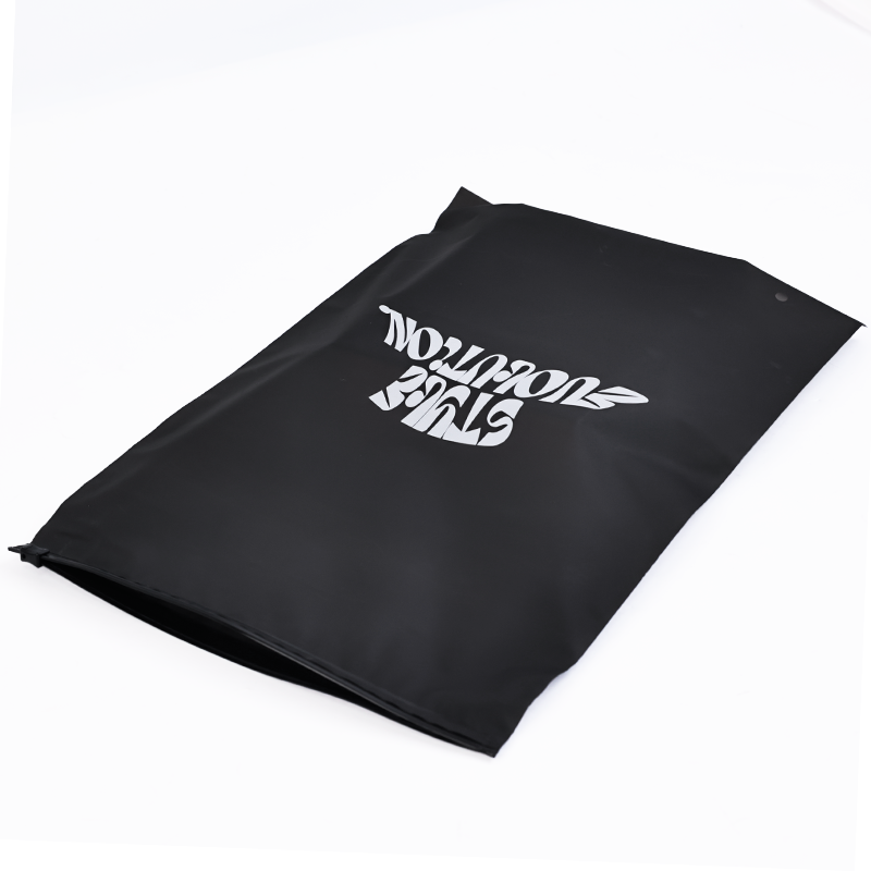 Black semi-transparent frosted zipper bag