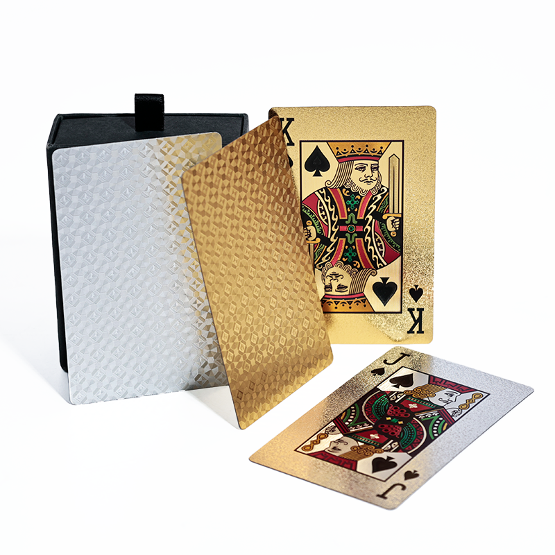 Gold and silver full-page glitter poker cards 11.28