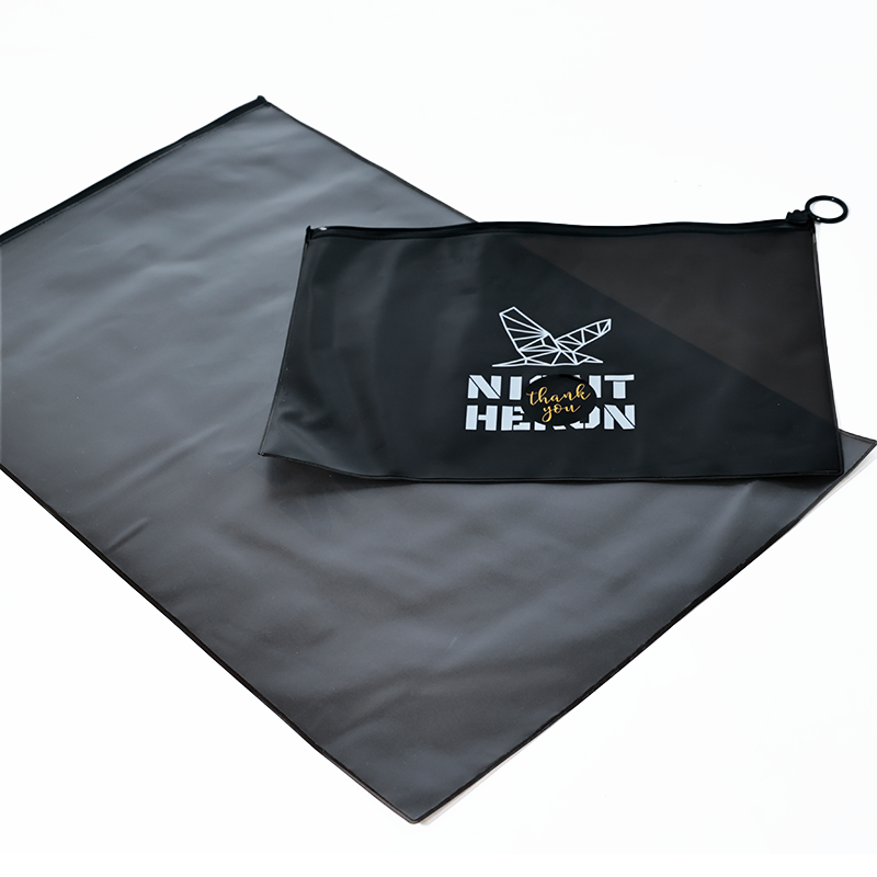 Black PVC frosted zipper bag in various sizes
