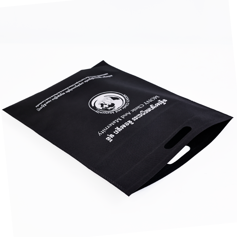 Black non-woven four-finger flat tote bag 8.5