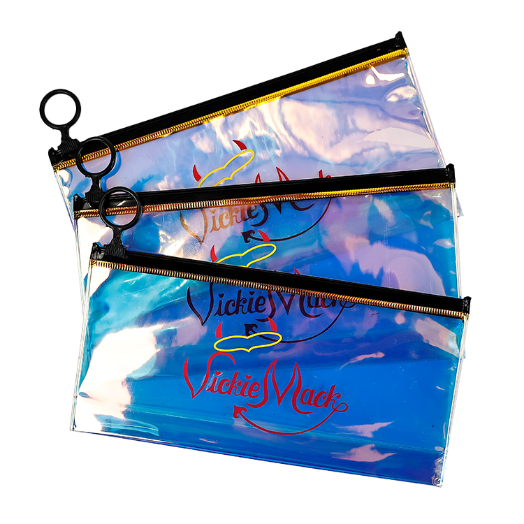Black pull ring rectangular laser zipper bag
