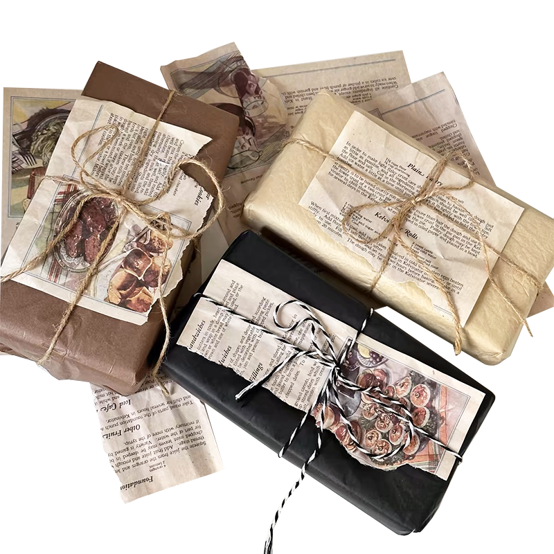 Retro irregular newspaper gift box wrapping paper