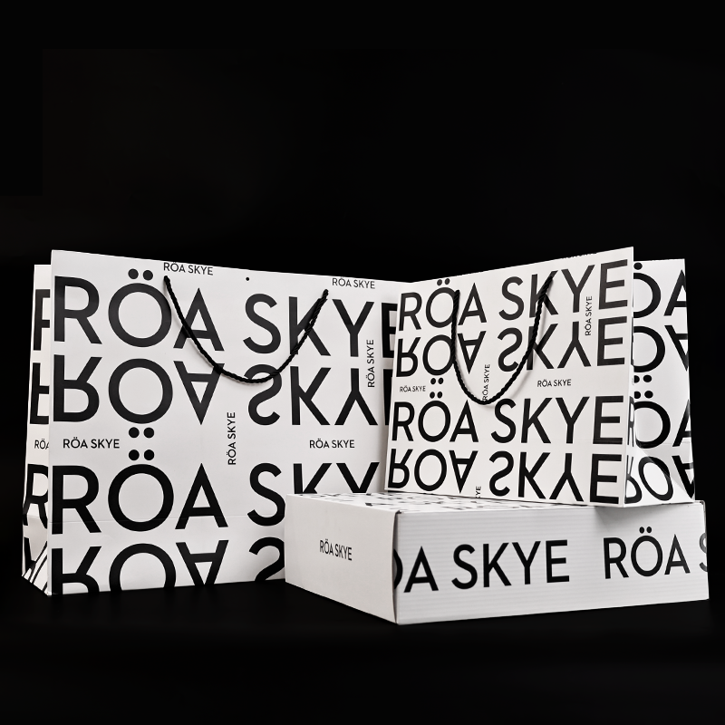 White multi-size pattern full-print paper bag gift box set