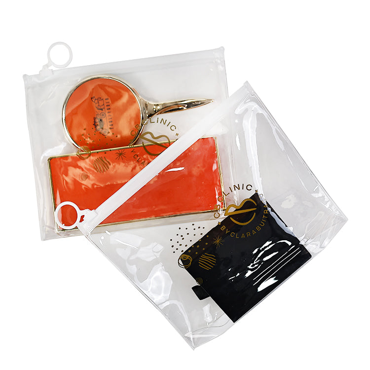 White pull ring transparent zipper bag