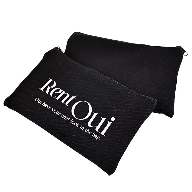 Black Long Cotton Zipper Bag