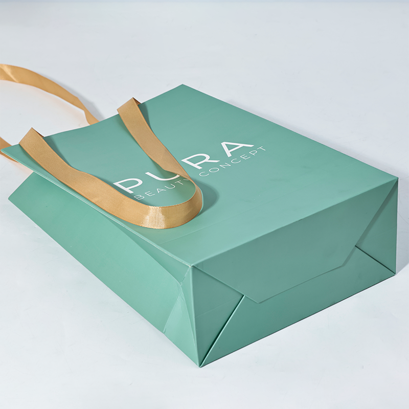 Green full-printed extended paper bag