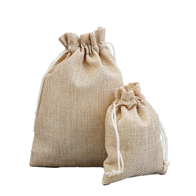 Beige Linen Drawstring Bag 10.23