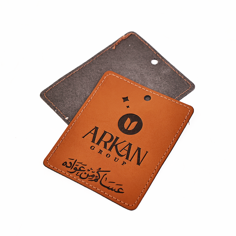 Brown embossed imitation leather hangtag 7.29