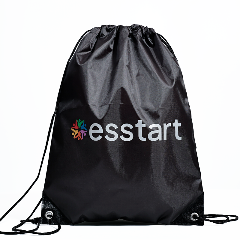 Black polyester drawstring backpack bag 1.13