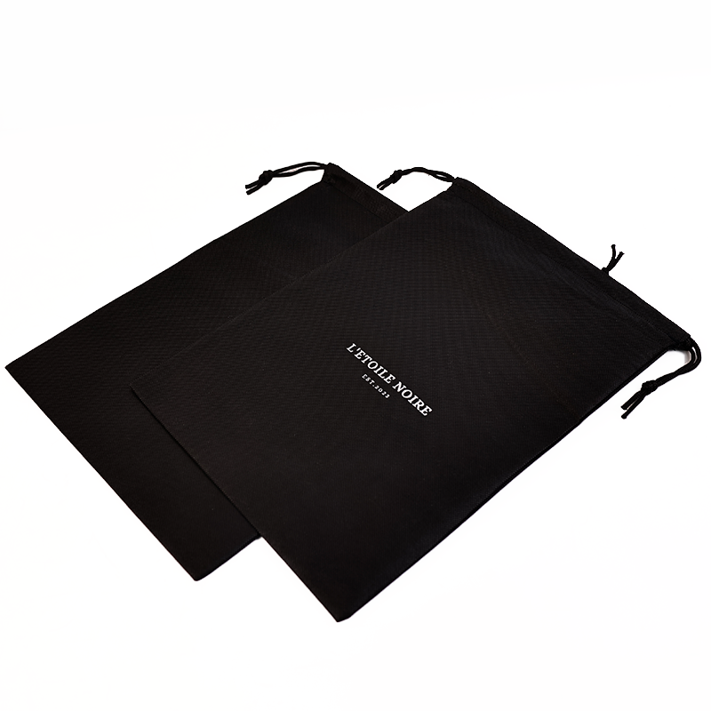 Black non-woven drawstring bag 7.18