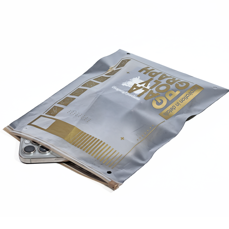 Black pattern hot stamping single side transparent frosted zipper bag