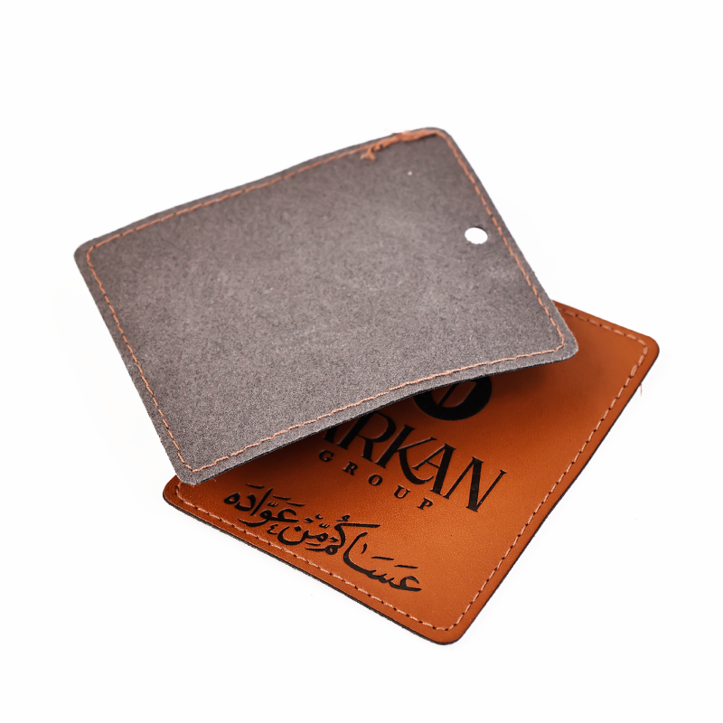 Brown embossed imitation leather hangtag 7.29