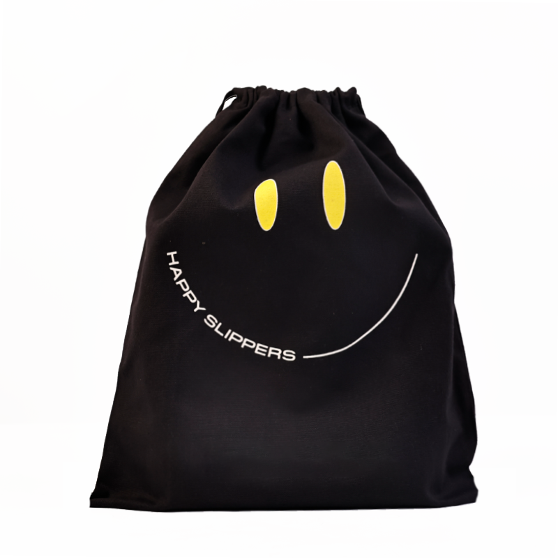 Black canvas drawstring bag 7.8