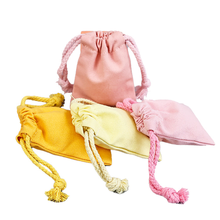 Yellow and pink drawstring cotton bag 10.23