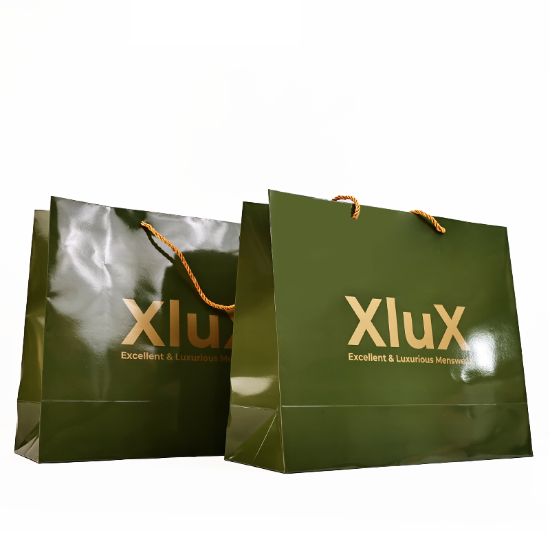 Green gold printed white card tote bag