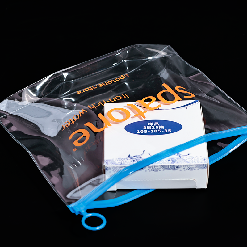 Blue transparent PVC zipper bag