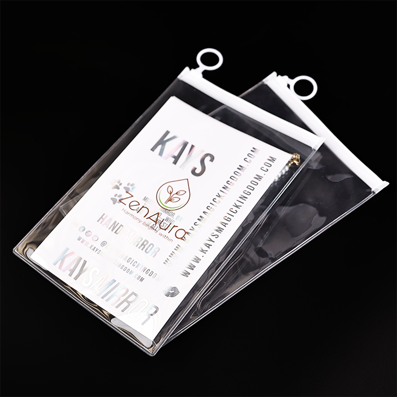 White transparent PVC ring zipper bag