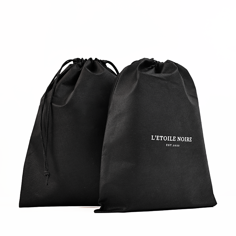 Black non-woven drawstring bag 7.18