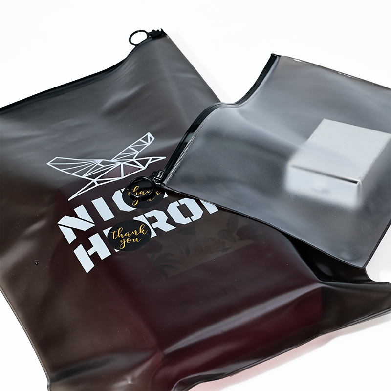 Black PVC frosted zipper bag in various sizes