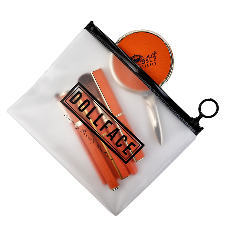Black pull ring transparent frosted zipper bag