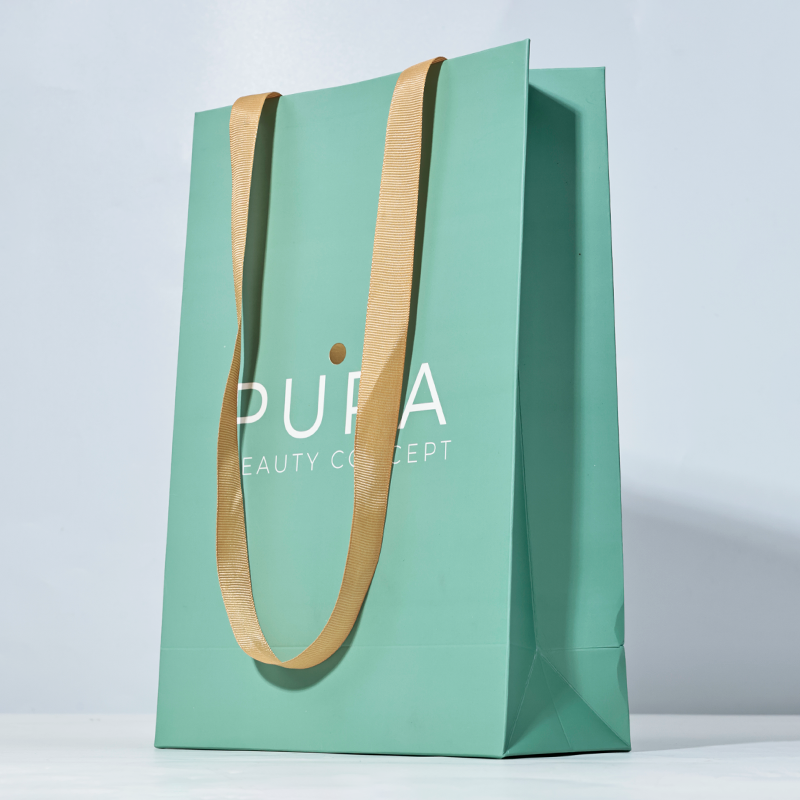 Green full-printed extended paper bag