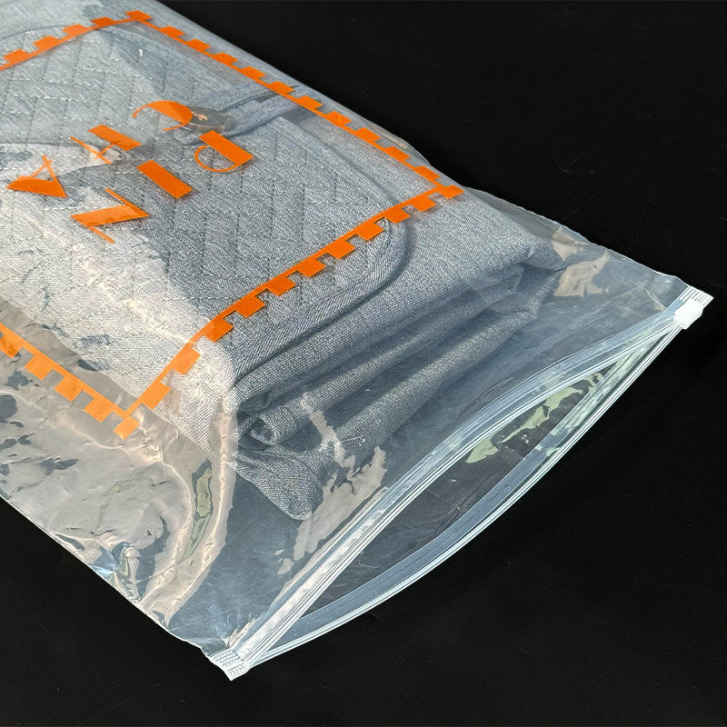 Orange printed transparent PE zipper bag