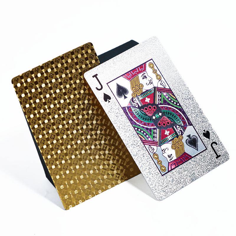 Gold and silver full-page glitter poker cards 11.28
