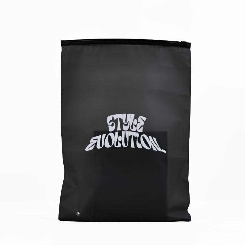 Black semi-transparent frosted zipper bag
