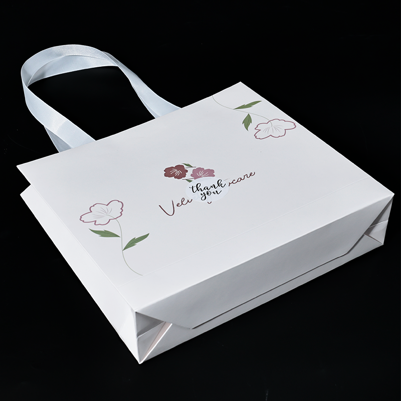White small bottom side drawstring tote bag
