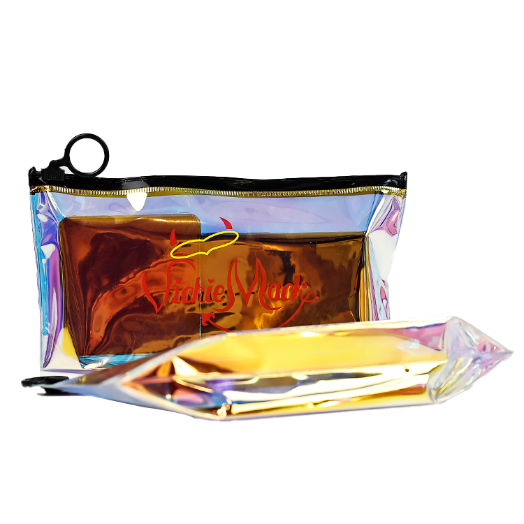 Black pull ring rectangular laser zipper bag