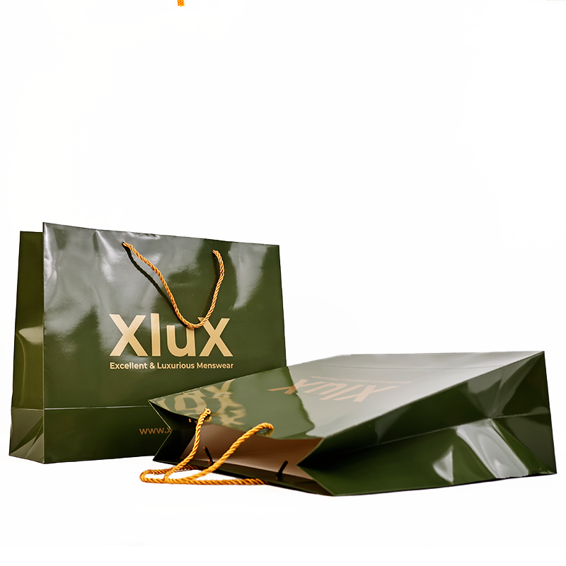 Green gold printed white card tote bag