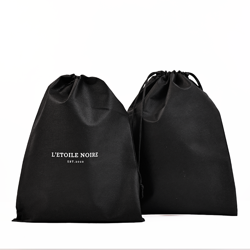 Black non-woven drawstring bag 7.18