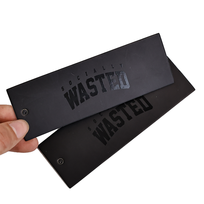 Black long UV printed hangtag 2.22