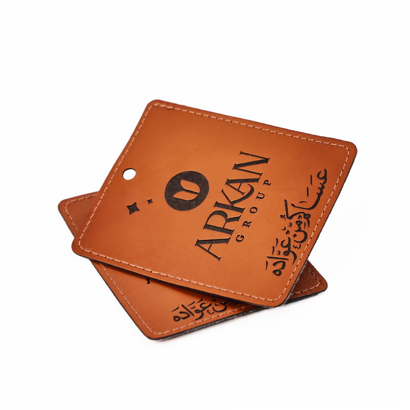 Brown embossed imitation leather hangtag 7.29