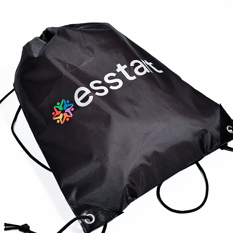 Black polyester drawstring backpack bag 1.13