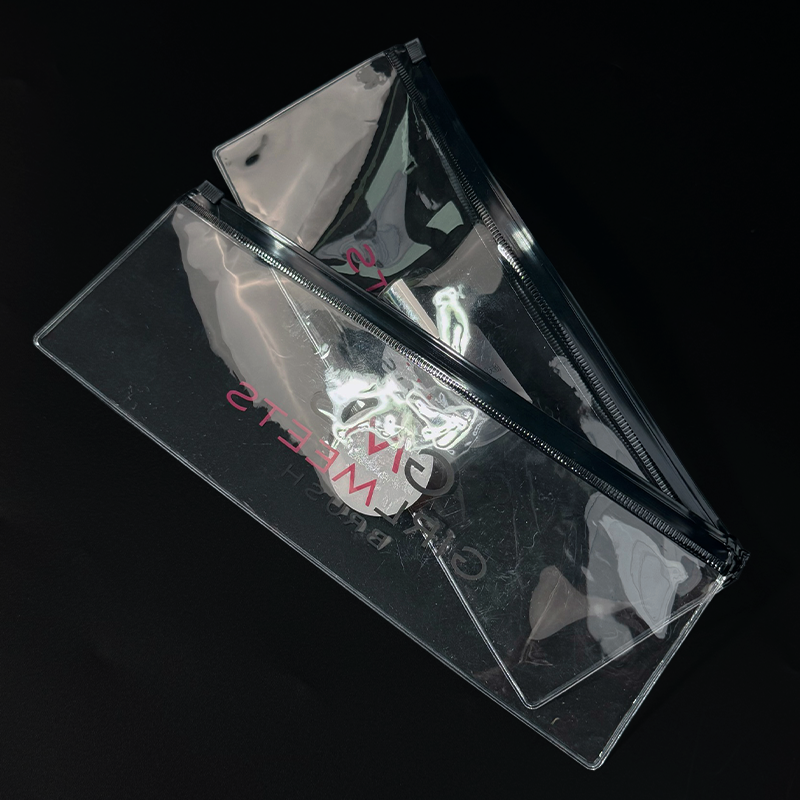 Transparent PVC long zipper bag