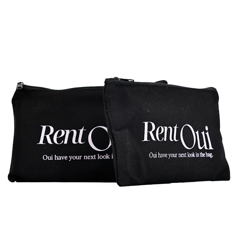 Black Long Cotton Zipper Bag