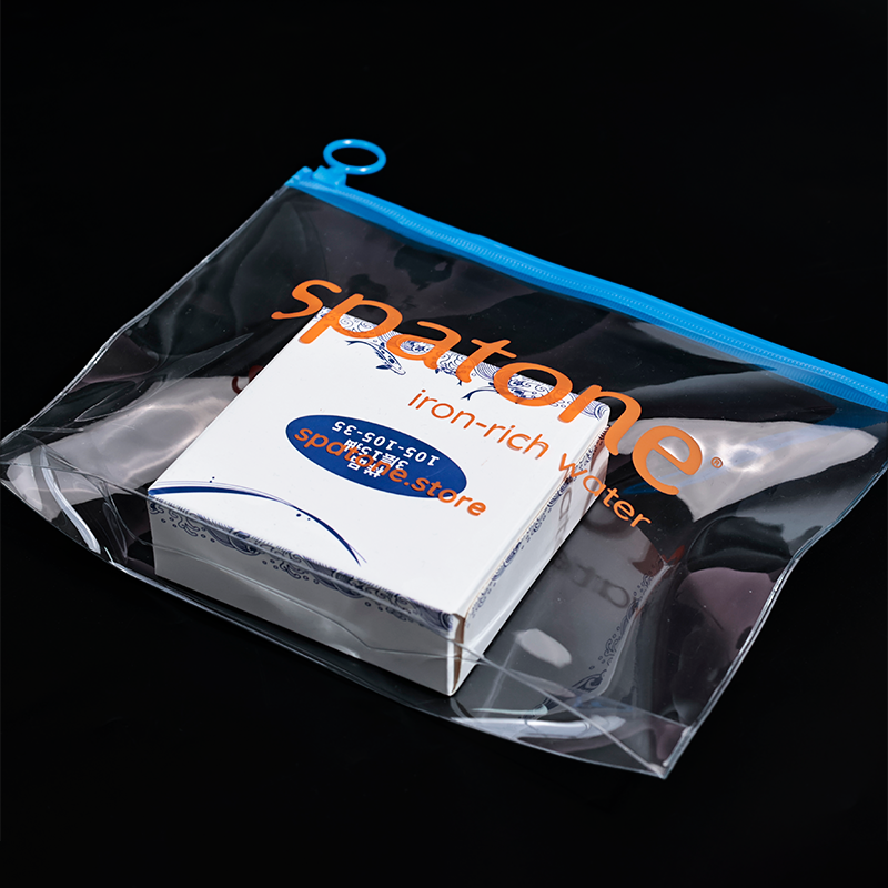 Blue transparent PVC zipper bag