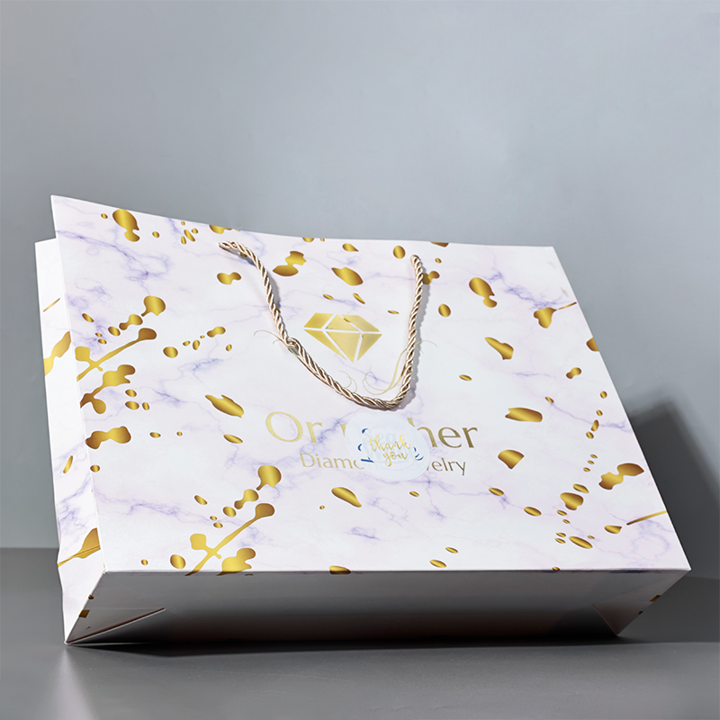 Marble pattern all over print gold stamped tote bag